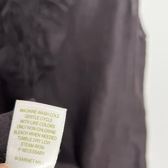 Garnet Hill Womens Sleeveless Linen Shift Dress S Brown V Neck Ruffle Oversized - Picture 9 of 9